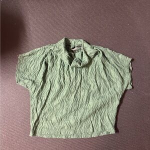 Anthropologie Green Textured Blouse